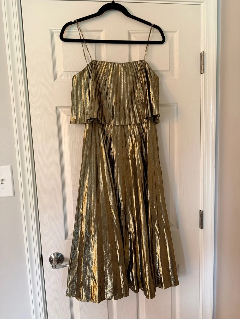 J Crew Metallic Gold women’s ' Party Dress with Spaghetti Straps